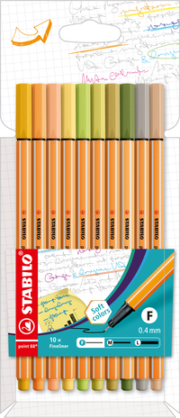 STABILO point 88 Fineliner Set - 10 Assorted Colors - 0.4mm