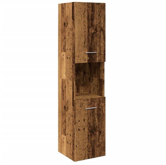 vidaXL Badkamerwandkast 30x30x130 cm bewerkt hout oud houtkleurig
