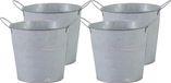 Mega Collections Emmer/plantenpot/bloempot - 4x - zink - whitewash - D14 x H12 cm