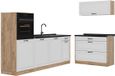 Vicco Complete keukeneenheid R-Line, Wit landelijk/Goudkleurig Eiken, 220 cm antraciet werkblad