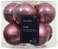 Decoris Kerstballen glas d7 cm vintage roze 8 st