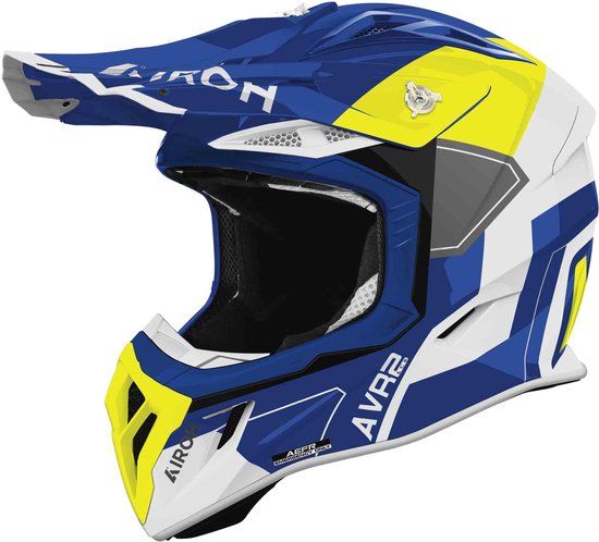 Airoh Aviator Ace 2 Shield Motocrosshelm Blauw/wit/neon-geel Maat S