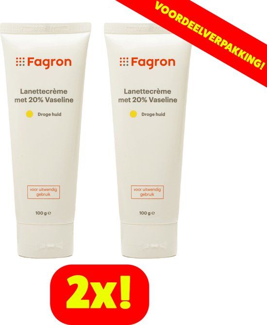 2x Fagron Lanettecrème met 20% Vaseline - 100 ml - Voordeelverpakking!
