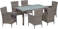 vidaXL 7-delige Tuinset met kussens poly rattan grijs