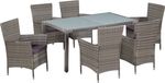 vidaXL 7-delige Tuinset met kussens poly rattan grijs