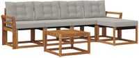 vidaXL - Bank loungeset - 5 zitplekken - Naturel en lichtgrijs - Acacia hout