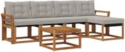 vidaXL - Salon d'angle - 5 places assises - Naturel et gris clair - Acacia bois