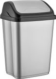 Merkloos / Sans marque Bahama Prullenbak/afvalbak - 10 liter - kunststof - zilver - 20 x 25 x 37 cm - kantoor