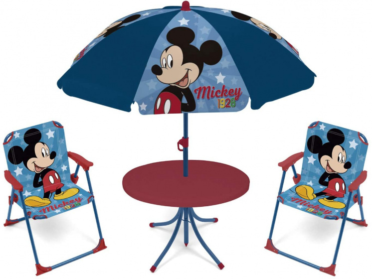 Disney tuinset met parasol Mickey Mouse blauw 4 delig