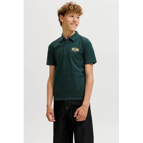 JACK & JONES JUNIOR polo met print - donkergroen