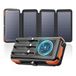 ADDTOP Solar Power Bank 16000mAh - Draadloze powerbank met 3 ingebouwde kabels, 20 W snel opladen zonne-oplader met 4 zonnepanelen - USB C externe telefoonbatterij voor buiten
