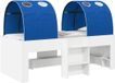 vidaXL Bed met Tunnel 3-delig Wit en Blauw Bewerkt hout
