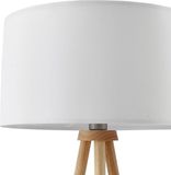 Lindby - vloerlamp - 1licht - Stof, rubberboom - H: 147 cm - E27 - wit, licht hout