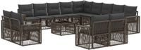 vidaXL Tuinbankenset 14 st Grijs en Donkergrijs poly rattan