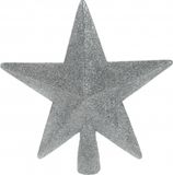 Merkloos / Sans marque Kerstboom piek - ster - zilver - glitters - 19 cm - kunststof kerstpiek - piek - kerstversiering