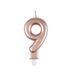 Homéa Birthday Candle Number 9 with Plastic Holder, H 7.5 cm, Rose Gold