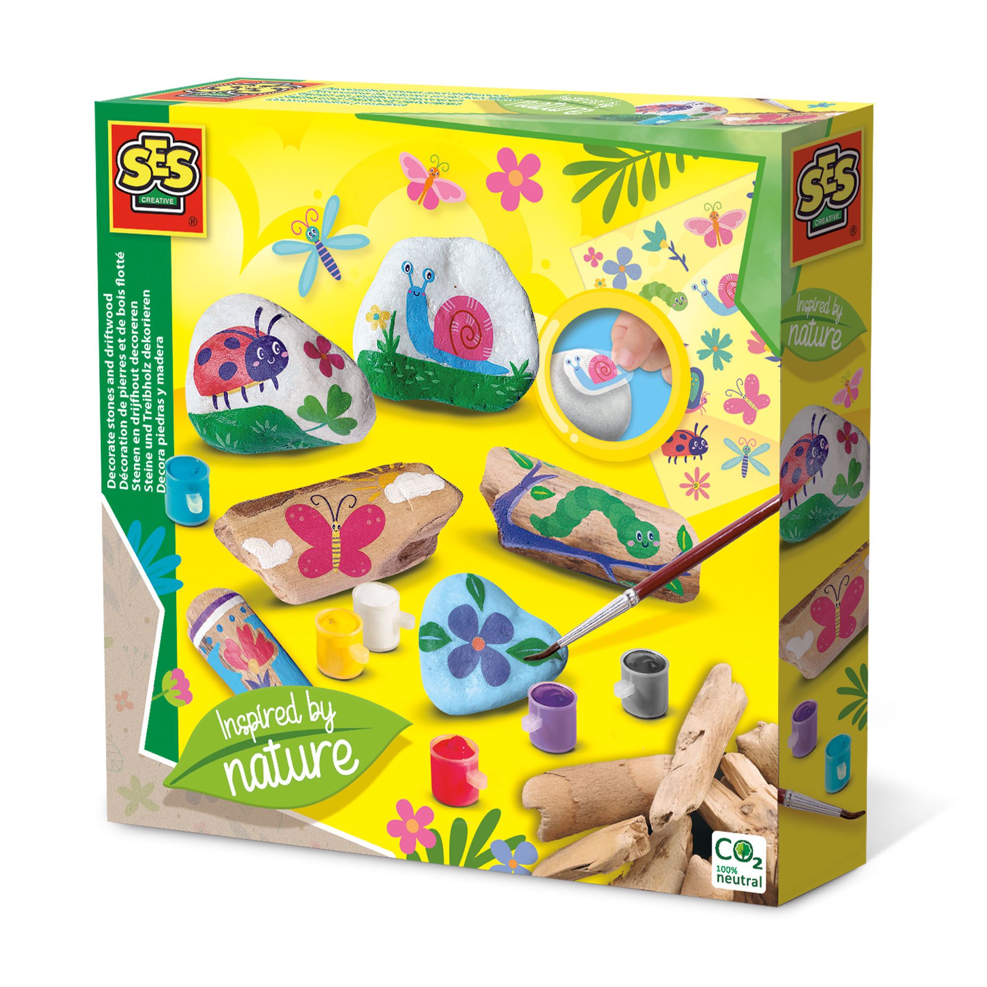 SES Creative Stenen en Drijfhout Decoreren - Children's Casting/Painting Kit - 5+ Years
