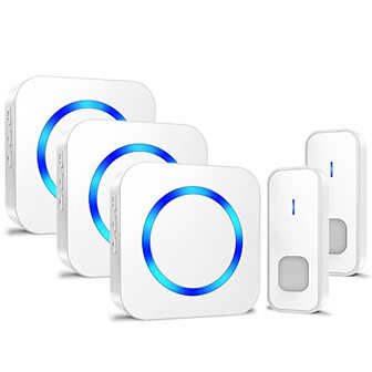 SURFOU Draadloze bel - 3 ontvangers - 2 zenders - 400 m - wit