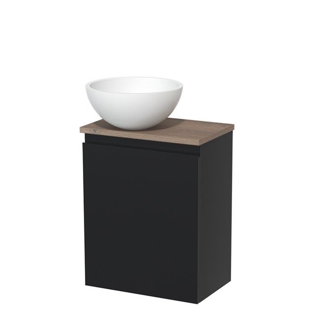 Maxaro Toiletmeubel Modulo Mat Zwart 41 cm Middenbruin Eiken