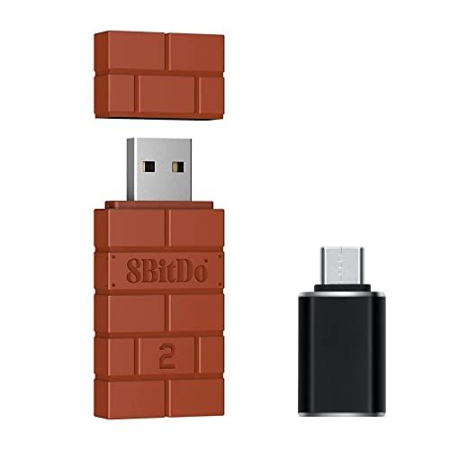 Mcbazel 8Bit USB Wireless Adapter 2 with OTG Adapter - Switch OLED/Switch, Windows, Mac & Raspberry Pi - Brown