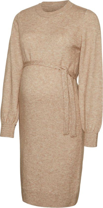 MAMALICIOUS MLNEWANNE L/S ABK KNIT DRESS A. NOOS - Zwangerschapsjurk - Natural Melange - Maat L