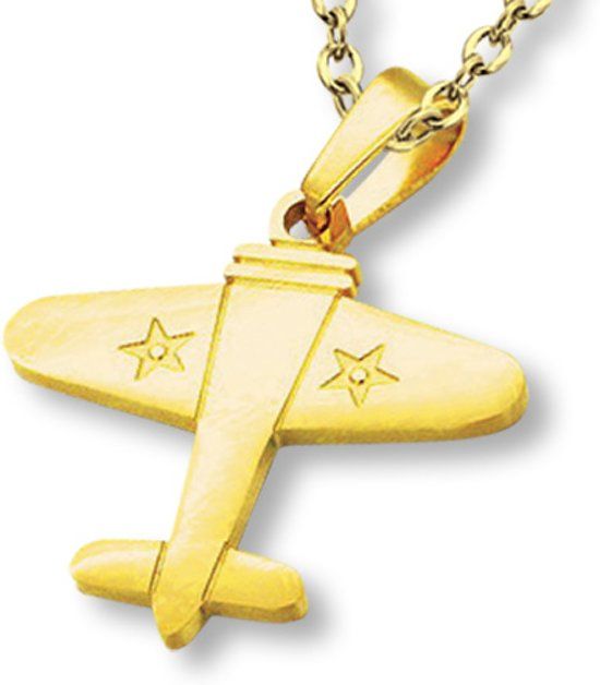 Amanto Ketting Dinh Gold - Heren - 316L Staal Goud PVD - Vliegtuig - 50 cm