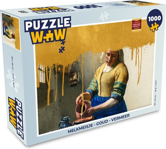 MuchoWow Puzzel Melkmeisje - Goud - Vermeer - Legpuzzel - Puzzel 1000 stukjes volwassenen