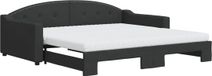 vidaXL Slaapbank met onderschuifbed en matrassen 100x200 cm stof zwart