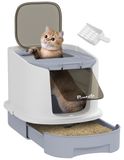 Merkloos Kattenbak Gesloten - Met Schep - Grijs - 40,5 x 52,5 x 42,5 cm