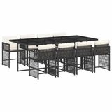 vidaXL 9-delige Tuinset poly rattan zwart