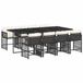 vidaXL Ensemble de jardin 9 pièces en poly rotin noir