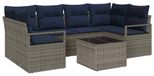 vidaXL Ensemble de canapés, 7 pièces, 6 places, gris et bleu, polyrotin