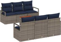vidaXL Tuinbankenset 7-delig Grijs Polyrattan