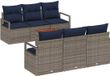 vidaXL Tuinbankenset 7-delig Grijs Polyrattan