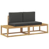 vidaXL - Buiten - eindsofa - met - kussen - 2 - Stuk - Wit - Massief - Acacia - Hout