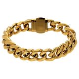 Lucardi - Heren Stainless steel goldplated armband gourmet - Armband - Staal - Goudkleurig - 19 cm