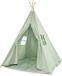 Sunny Alba Tipi Tent Saliegroen voor kinderen - Wigwam Speeltent met ramen van katoen - Tipi tent kinderen met Kussen kleed - 120x120x160cm - Stokken FSC hout