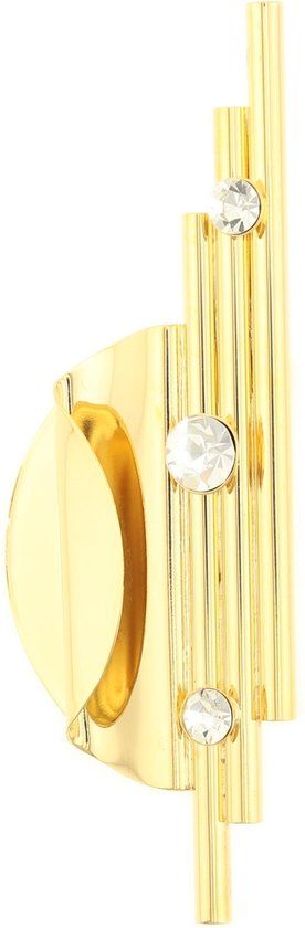 Behave® Broche unisex goud kleur abstract geometrisch design 10 cm - Metaal - Glas