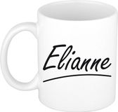 Bellatio Decorations Elianne Naam koffiemok - beker - met sierlijke letters - wit