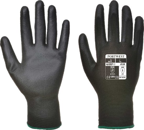 Portwest Palm handschoen PU Zwart - Maat XL 5 paar