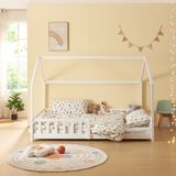 en.casa Kinderbed Hesel huisbed met uitvalbeveiliging 140x200 cm wit