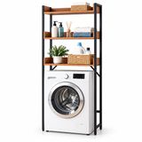 Merkloos Relaxdays Wasmachine kast - 166x63x25 cm - natuur-zwart