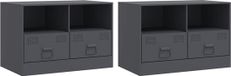 vidaXL Meuble TV 2 pièces 67x39x44 cm acier anthracite
