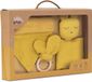 Set: mora ferre e Hijos SL Baby Geschenkset Doudou bijtring zeverslab geboorte kraamcadeau feestdagen mosterd geel