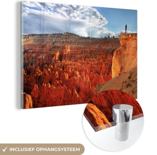 MuchoWow® Glass Painting 150x100 cm - Acrylic Glass Painting - View over Bryce Canyon National Park in the United States - Photo on Glass - Paintings