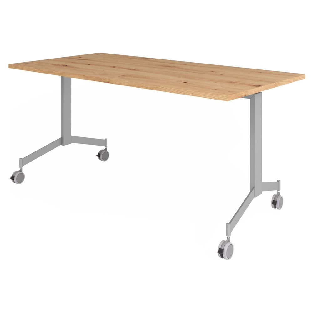 hjh OFFICE PRO KALA 16 Klaptafel 160 cm Zilver - Conferentietafel Knoestige Eiken