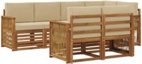 vidaXL - Buiten - bank - set - 6 - st - Naturel - Massief - Acacia - Hout - en - Polyester