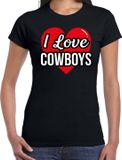 Bellatio Decorations Shoppartners Bv I love Cowboys verkleed t-shirt zwart - dames - Western/ Wilde westen thema verkleed outfit / kleding XS