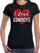 Bellatio Decorations Shoppartners Bv I love Cowboys verkleed t-shirt zwart - dames - Western/ Wilde westen thema verkleed outfit / kleding XS