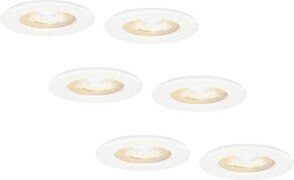 HOFTRONIC 6x Nola - LED inbouwspot badkamer en buiten - Wit - Dimbaar - Spotjes verlichting - Badkamerverlichting - IP65 Waterdicht - Rond Ø 53mm - 2700K Extra warm wit (sfeervol) - 5 Watt - 400 Lumen - Plafondspots